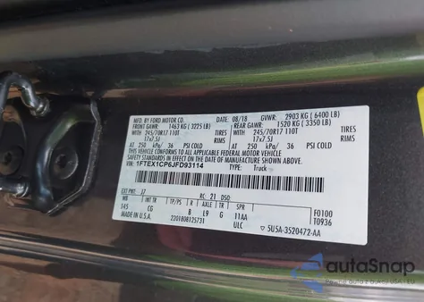 2018 Ford F-150 Xl from USA, damaged, VIN 1FTEX1CP6JFD93114